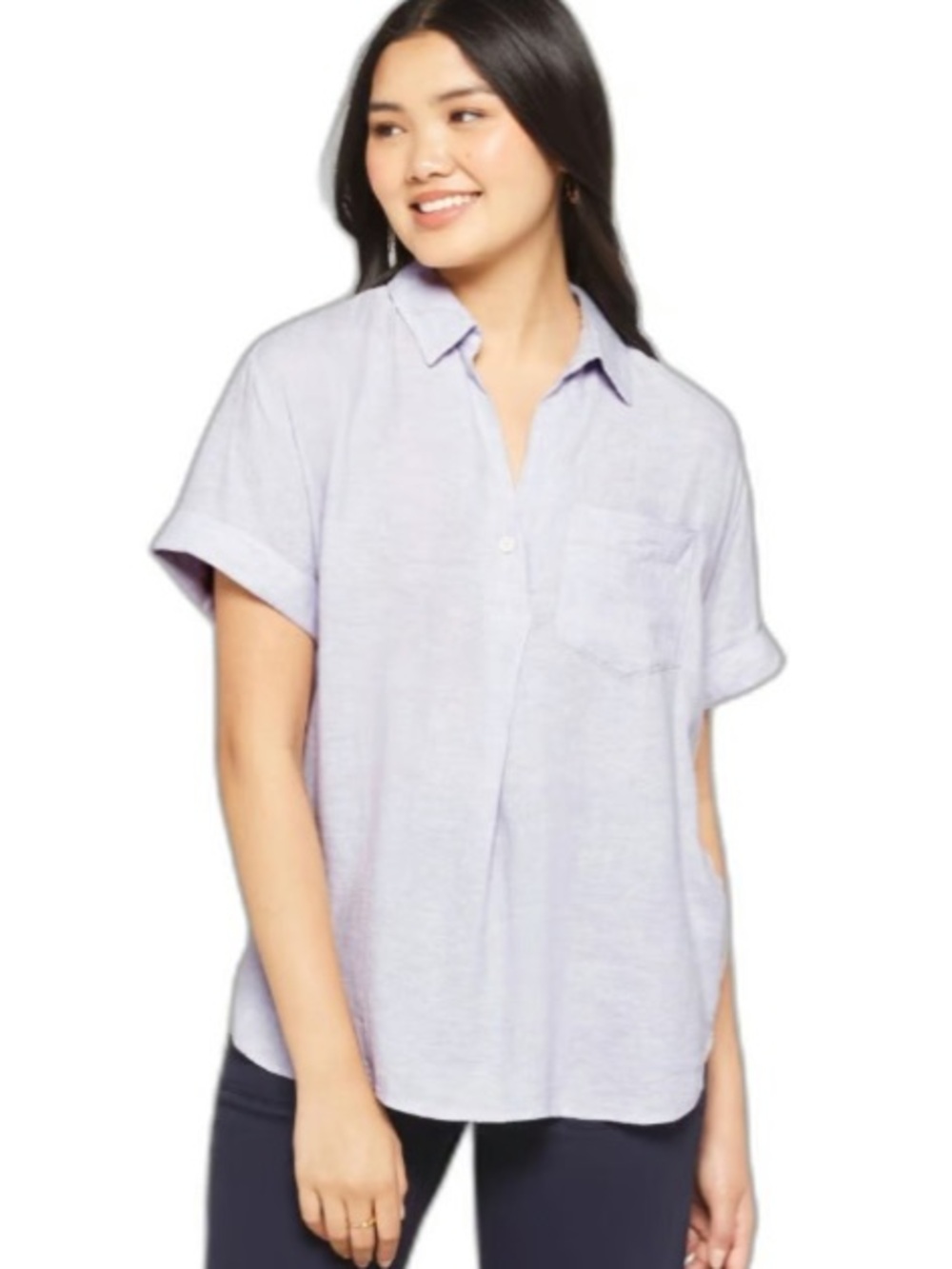 Madewell Light Blue Short-Sleeve Button Front Shirt